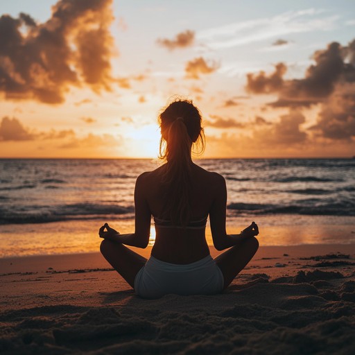 Woman meditating by the ocean